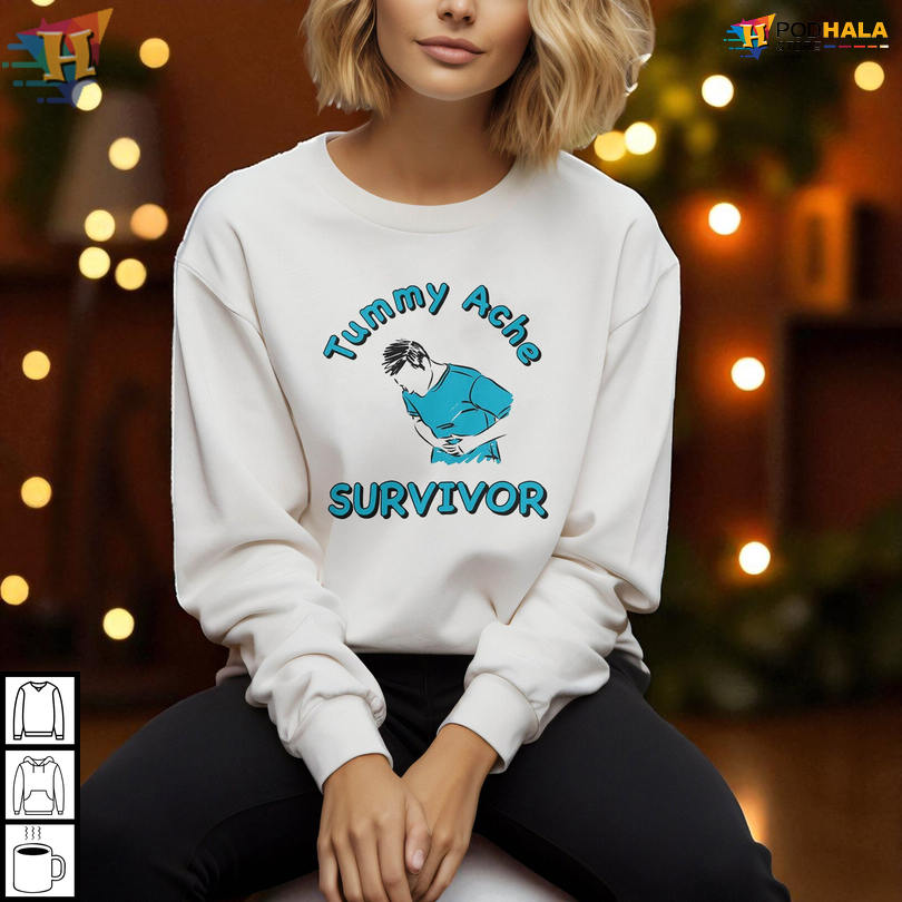 Tummy Ache Survivor Humorous Quote On Trendy Lifestyle Apparel Design
