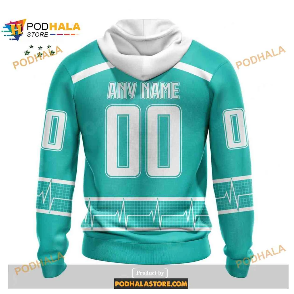 Turquoise Nashville Predators Healthcare Heroes Hoodie, Sporty Design - View 1 Turquoise Nashville Predators Healthcare Heroes Hoodie, Sporty Design - View 1