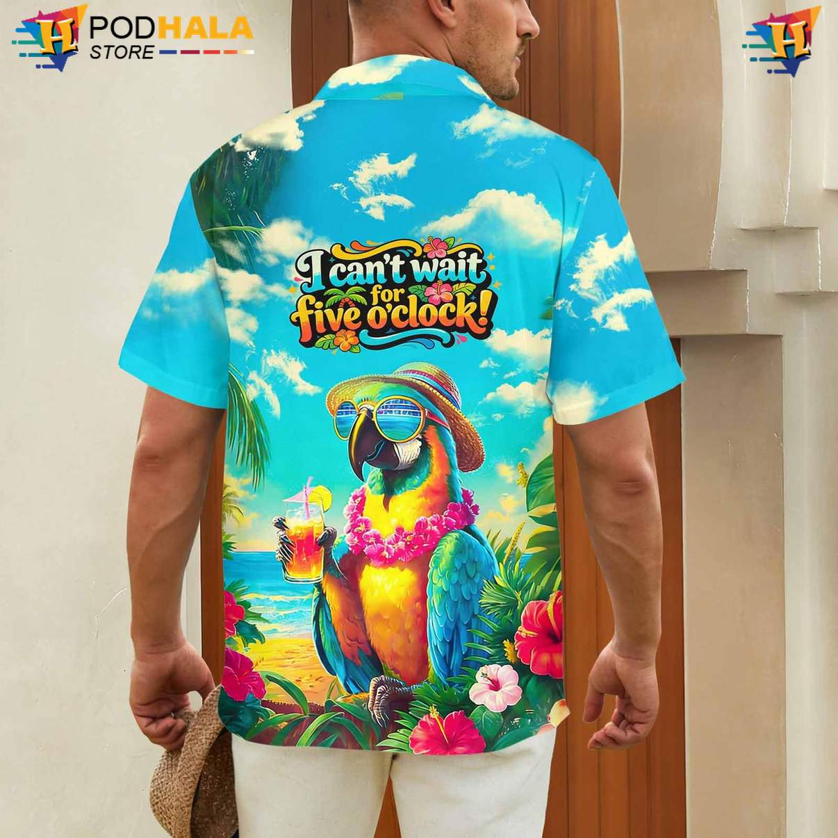 Turquoise Parrot Tropical Shirt Mens Funny Summer Beach Party Cruise Gear Turquoise Parrot Tropical Shirt Mens Funny Summer Beach Party Cruise Gear