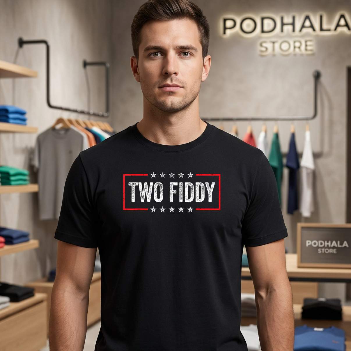 Two Fiddy America 250 Shirt Patriotic Independence Day Celebration Mens Tee