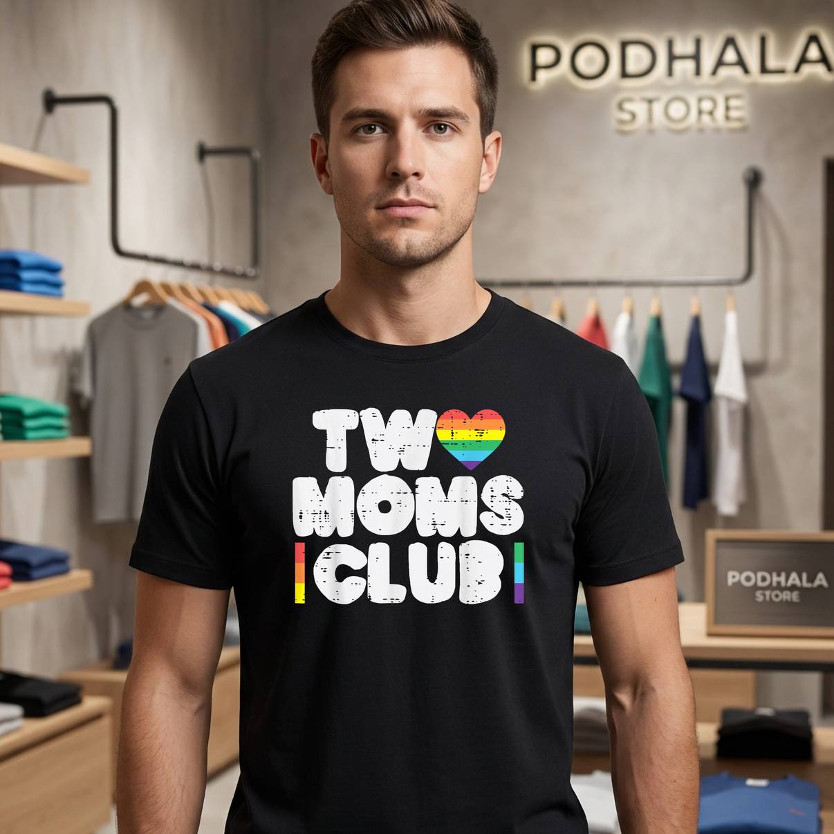 Two Moms Club Rainbow Gay Heart T-Shirt LGBTQ Pride Mama Graphic Mens Two Moms Club Rainbow Gay Heart T-Shirt LGBTQ Pride Mama Graphic Mens