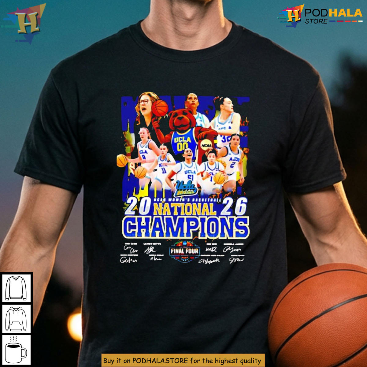 UCLA Bruins Women's Basketball 2026 National Champions Signatures T-Shirt Gift