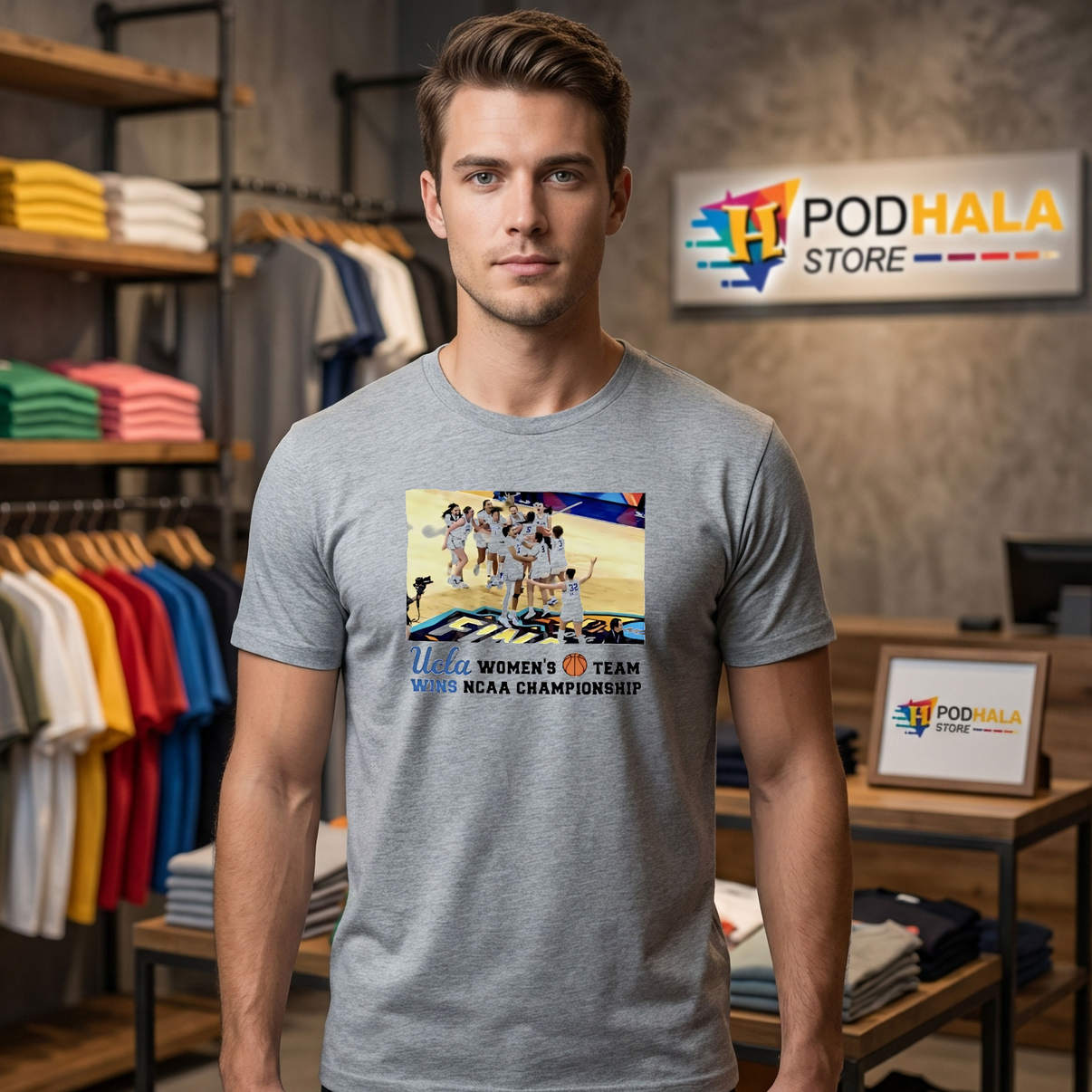 UCLA Women NCAA Championship Fan Tshirt Storming The Court Basketball Graphic UCLA Women NCAA Championship Fan Tshirt Storming The Court Basketball Graphic