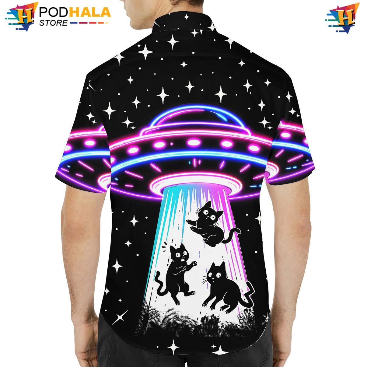 Ufo Cat Fire Aloha Shirt Mens Graphic Luau Party Vacation Apparel Clothing Ufo Cat Fire Aloha Shirt Mens Graphic Luau Party Vacation Apparel Clothing