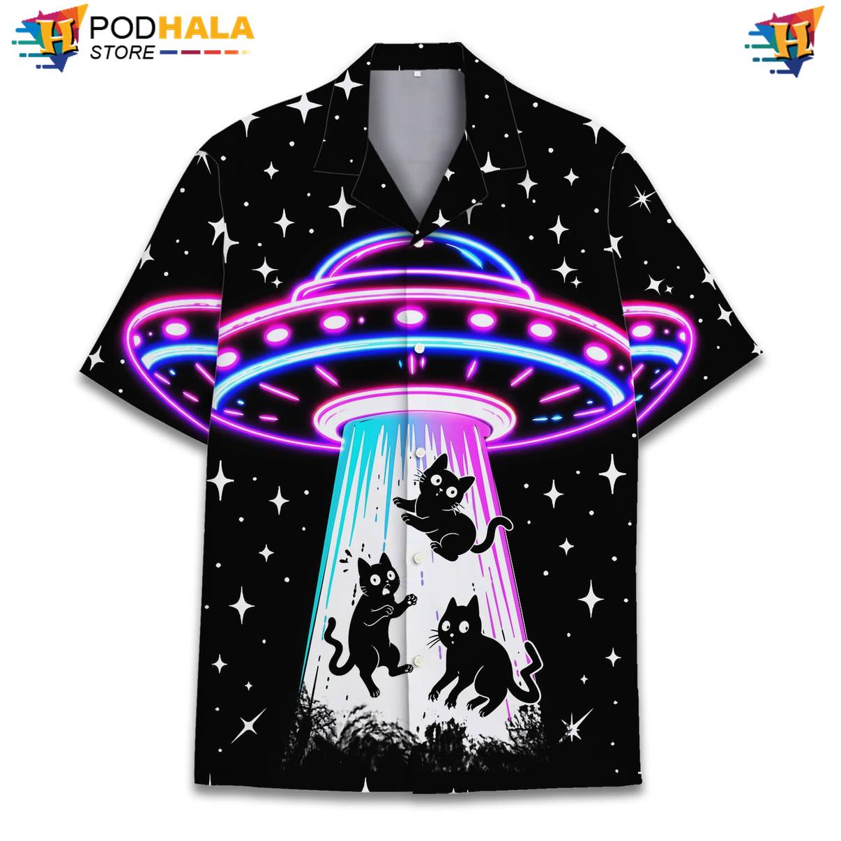 Ufo Cat Fire Tropical Shirt Mens Graphic Luau Party Vacation Apparel Clothing Ufo Cat Fire Tropical Shirt Mens Graphic Luau Party Vacation Apparel Clothing
