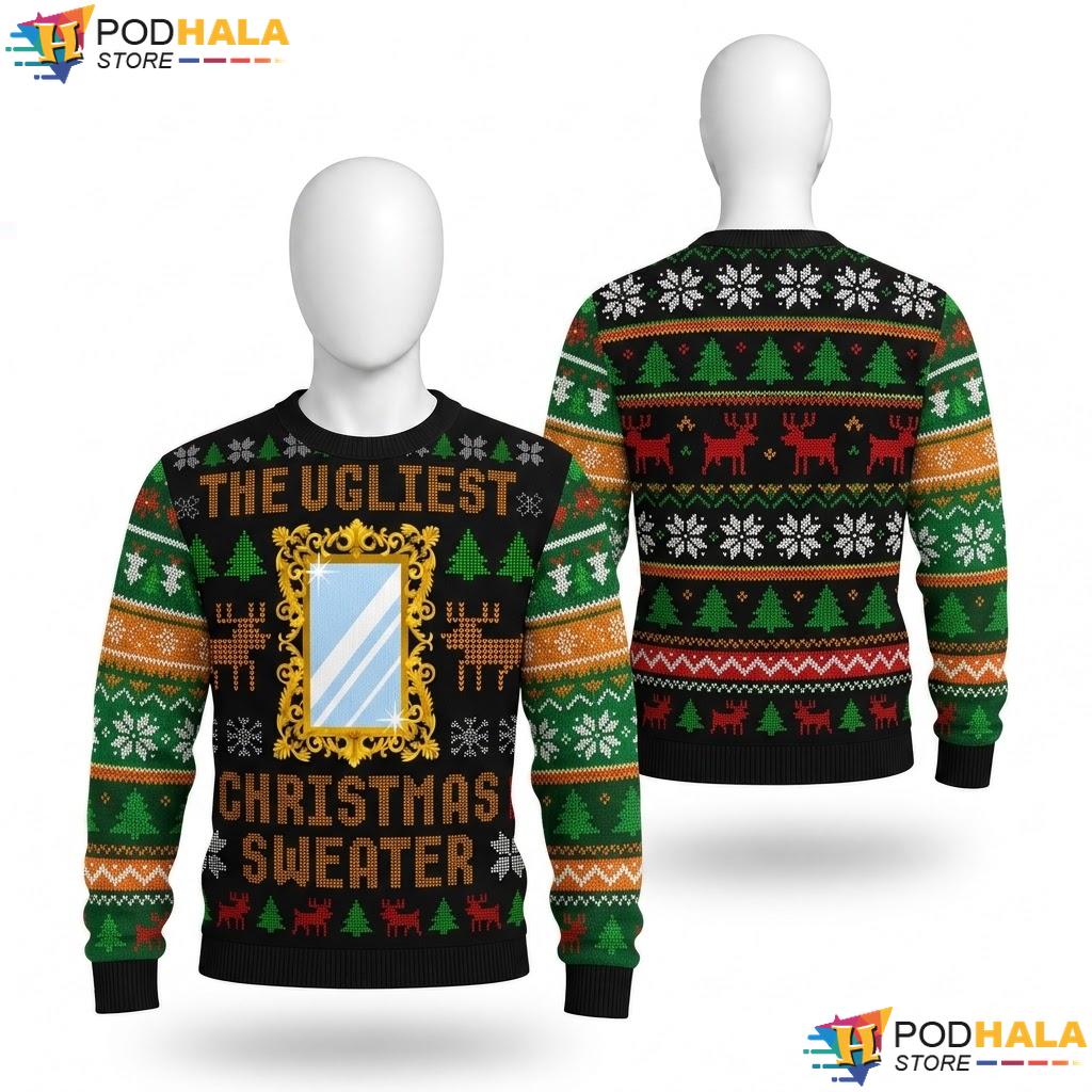 Ugliest Mirror Meme Ugly Christmas Sweater Funny Xmas Holiday Outfit