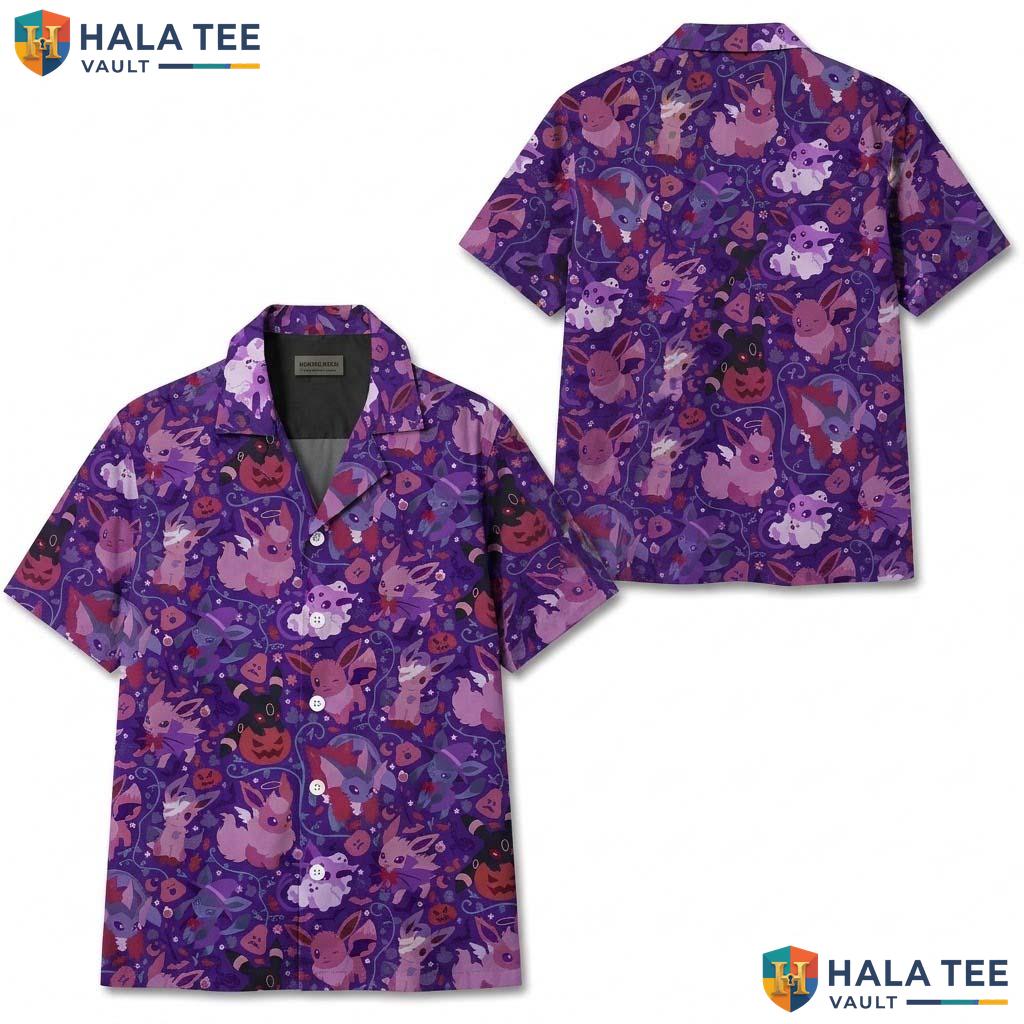 Umbreon Eevee Halloween Hawaiian Shirt Tropical Pumpkin Summer Aloha