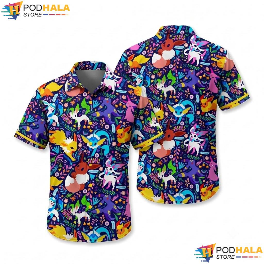 Umbreon Eevee Hawaiian Shirt Colorful Fantasy Pattern Summer Outfit