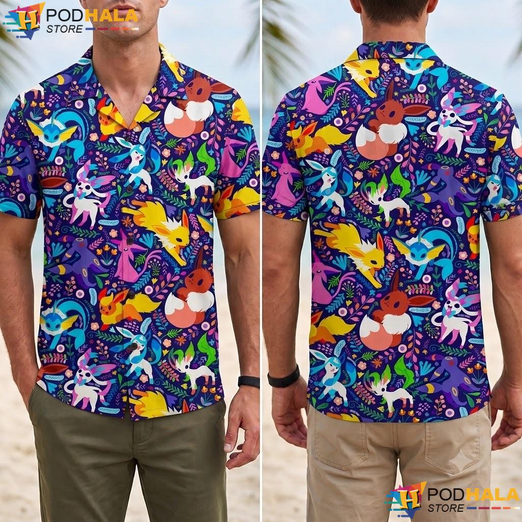 Umbreon Eevee Night Tropical Shirt Fantasy Pattern Summer Beach Outfit Umbreon Eevee Night Tropical Shirt Fantasy Pattern Summer Beach Outfit
