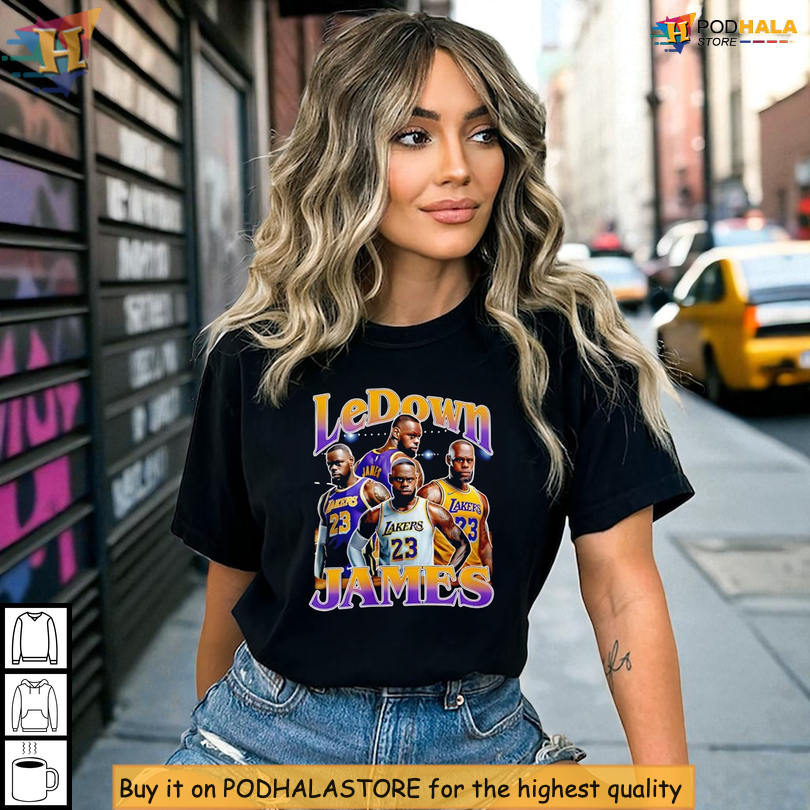 Unique Ledown James Basketball Parody Shirt Funny Lakers Meme Graphic Design