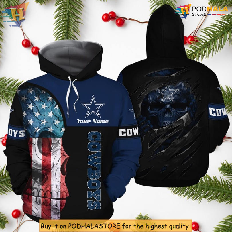 Unisex Skull Graphic Dallas Cowboys Pullover Hoodie 3D Streetwear