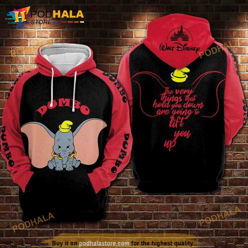 Uplifting Dumbo Disney 3d Hoodie Featuring Motivational Quote Design