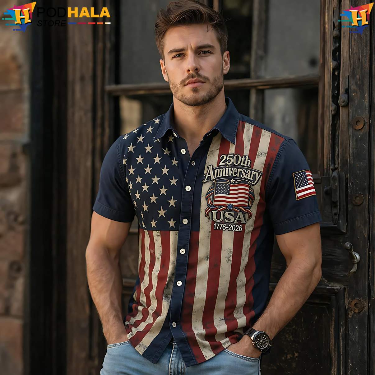 US 250th Celebration Tropical Shirt American Flag 1776 Patriotic Mens Outfit US 250th Celebration Tropical Shirt American Flag 1776 Patriotic Mens Outfit