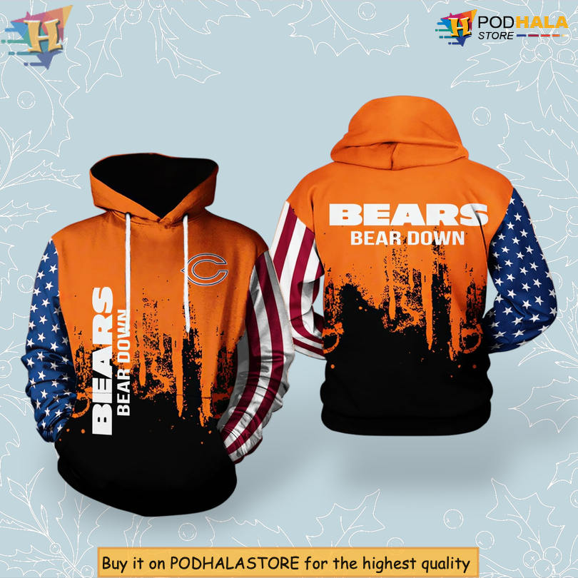 US Flag Inspired Artwork Chicago Bears Retro Hoodie 3D All Over Print