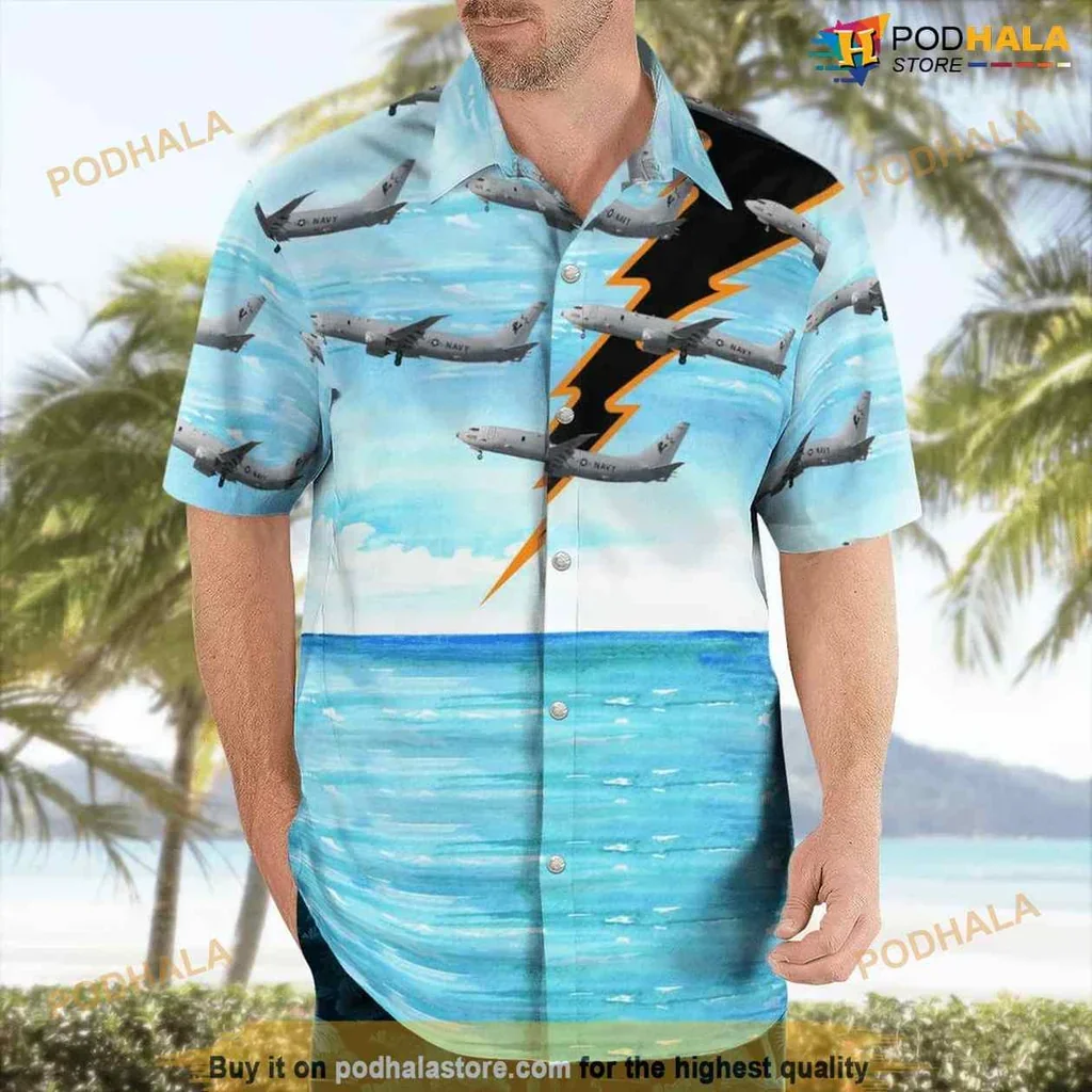 Us Navy Boeing P8a Poseidon Hawaiian Shirt With Vibrant Aircraft Design
