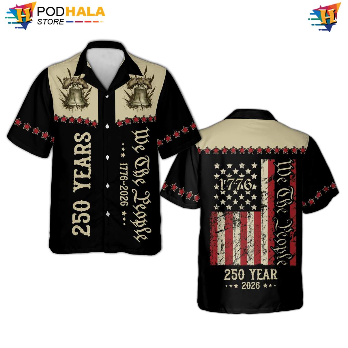USA 250 Years Hawaiian Shirt Mens Casual Beach Button Down Patriotic Top