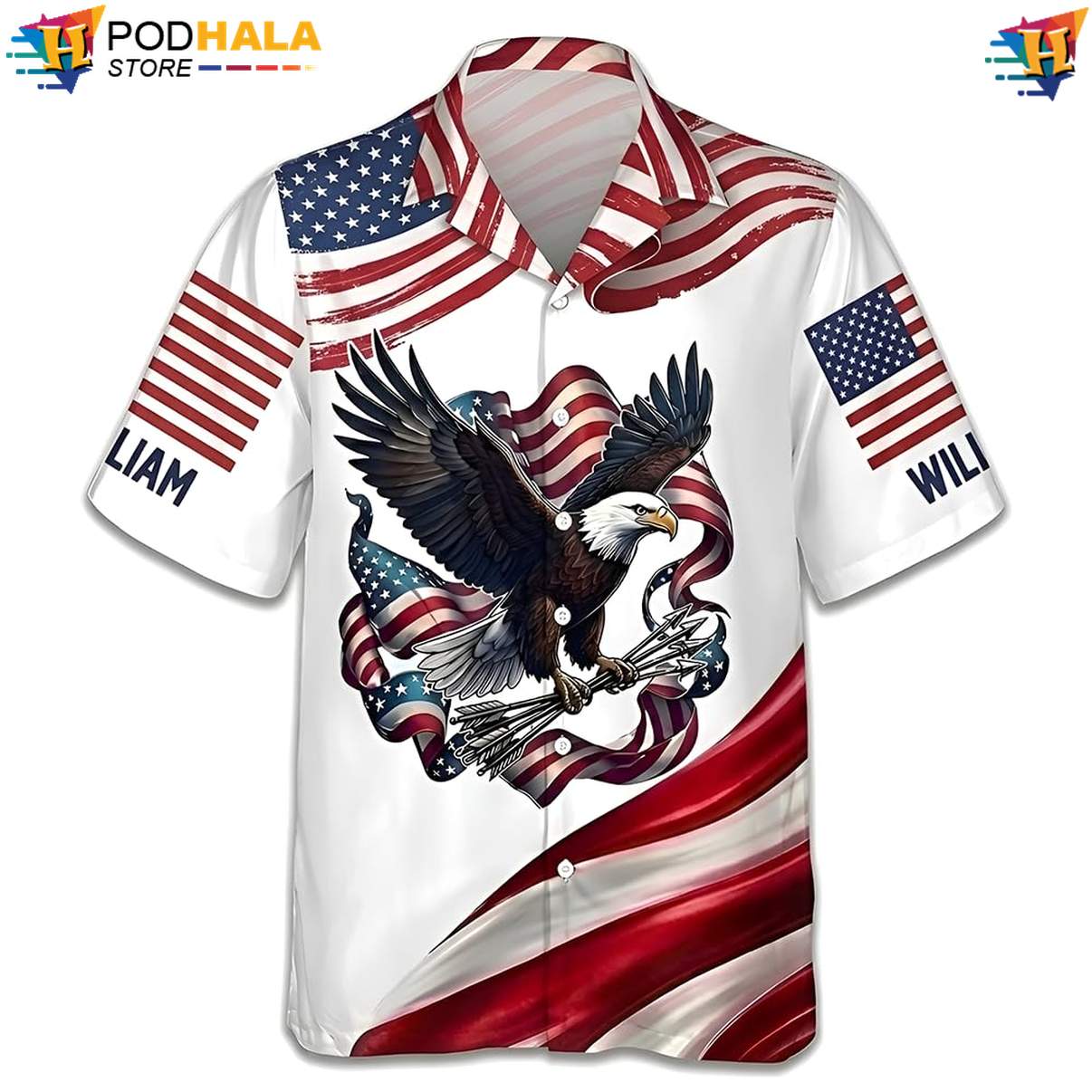USA 250th Eagle Hawaiian Shirt Patriotic Statue Of Liberty Freedom Gift