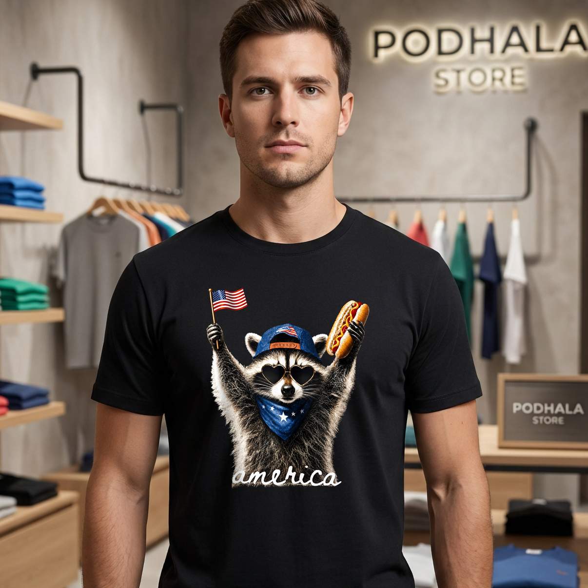 USA America Raccoon Hot Dog Tank Top 1776 2026 Fourth July 250 Years - View 1 USA America Raccoon Hot Dog Tank Top 1776 2026 Fourth July 250 Years - View 1