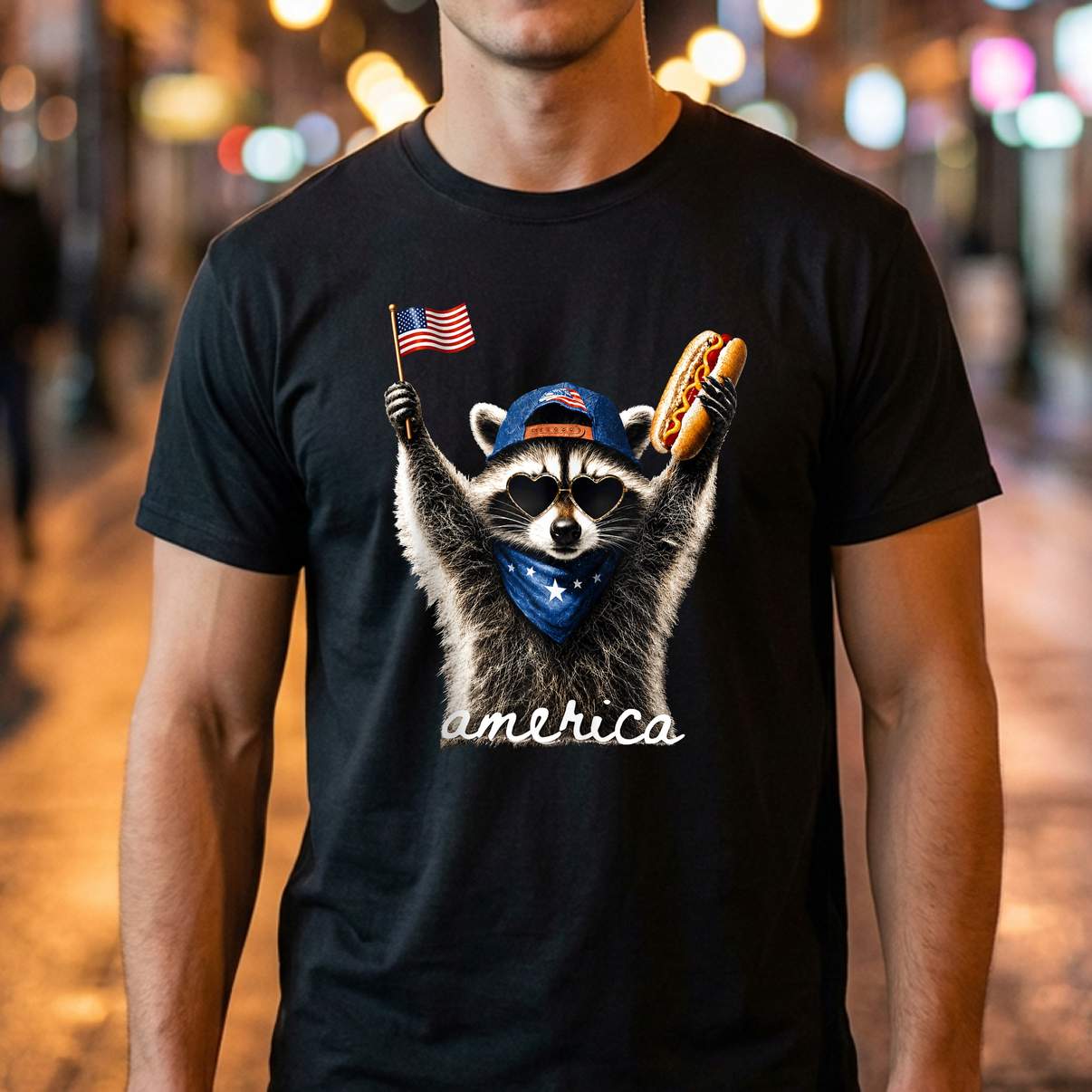 USA America Raccoon Hot Dog Tank Top 1776 2026 Fourth July 250 Years - View 2 USA America Raccoon Hot Dog Tank Top 1776 2026 Fourth July 250 Years - View 2