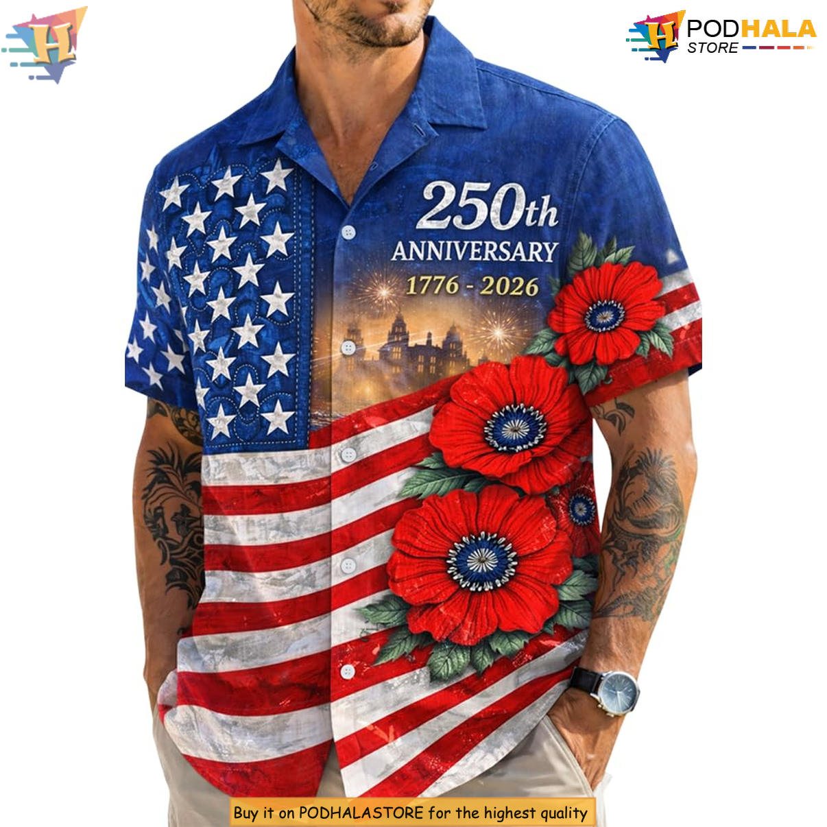 USA Celebration Independence Hawaiian Shirt 2026 America 250th Fan Apparel