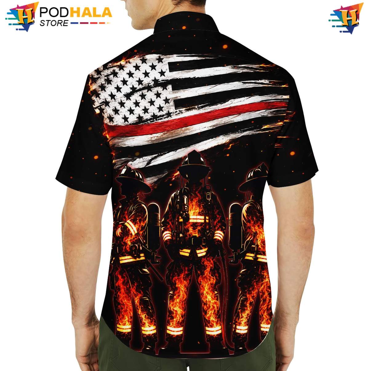 USA Firefighter Flag Tropical Shirt Mens Patriotic Fourth Of July Hero Outfit USA Firefighter Flag Tropical Shirt Mens Patriotic Fourth Of July Hero Outfit