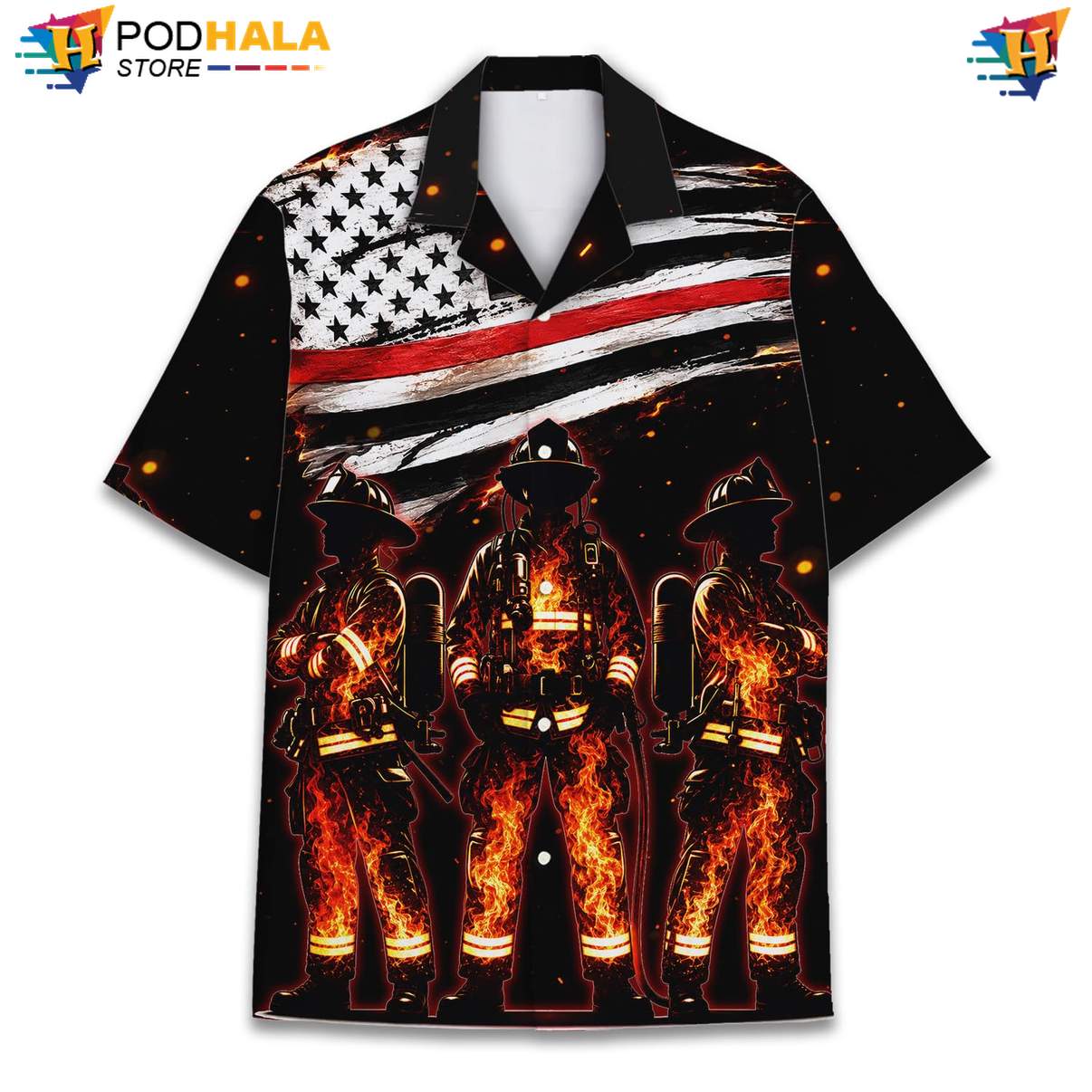 USA Firefighter Flag Tropical Shirt Mens Patriotic Fourth Of July Hero Outfit USA Firefighter Flag Tropical Shirt Mens Patriotic Fourth Of July Hero Outfit