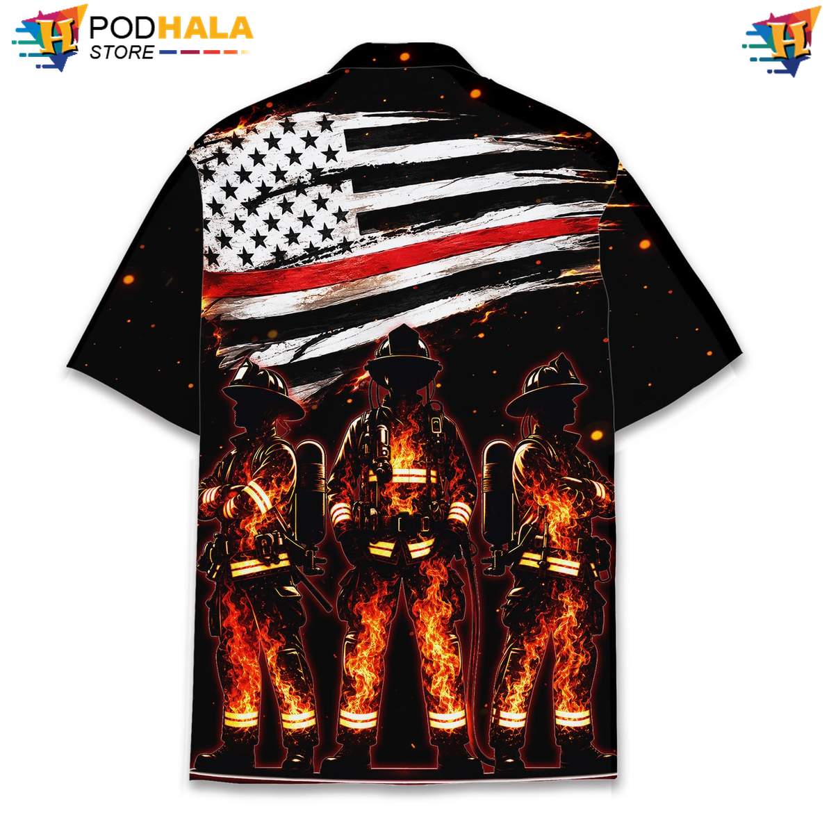 USA Firefighter Flag Short-sleeve button-up shirt Mens Patriotic Fourth Of July Hero Outfit USA Firefighter Flag Short-sleeve button-up shirt Mens Patriotic Fourth Of July Hero Outfit