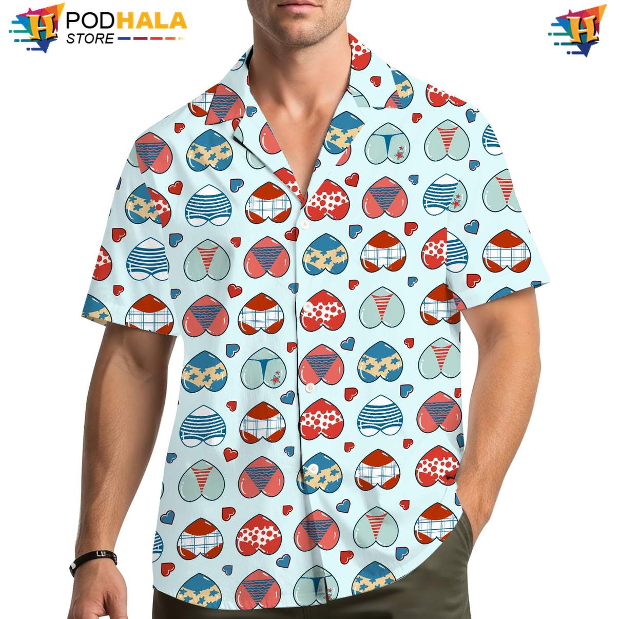 USA Flag Airplane Aloha Shirt Mens Patriotic Military Plane Beachwear Top