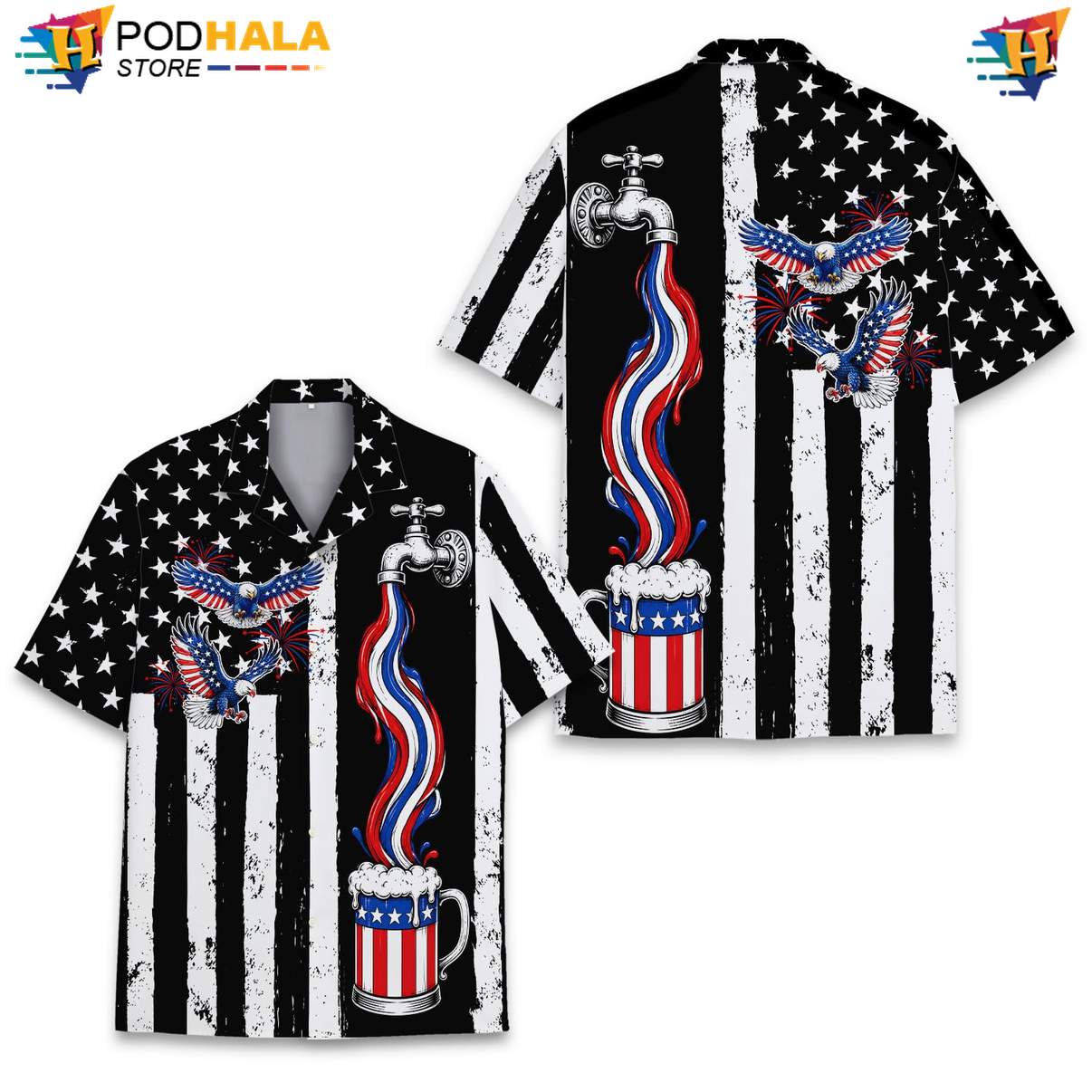 USA Flag Eagle Beer Tropical Shirt Mens Patriotic Fourth Of July Apparel USA Flag Eagle Beer Tropical Shirt Mens Patriotic Fourth Of July Apparel
