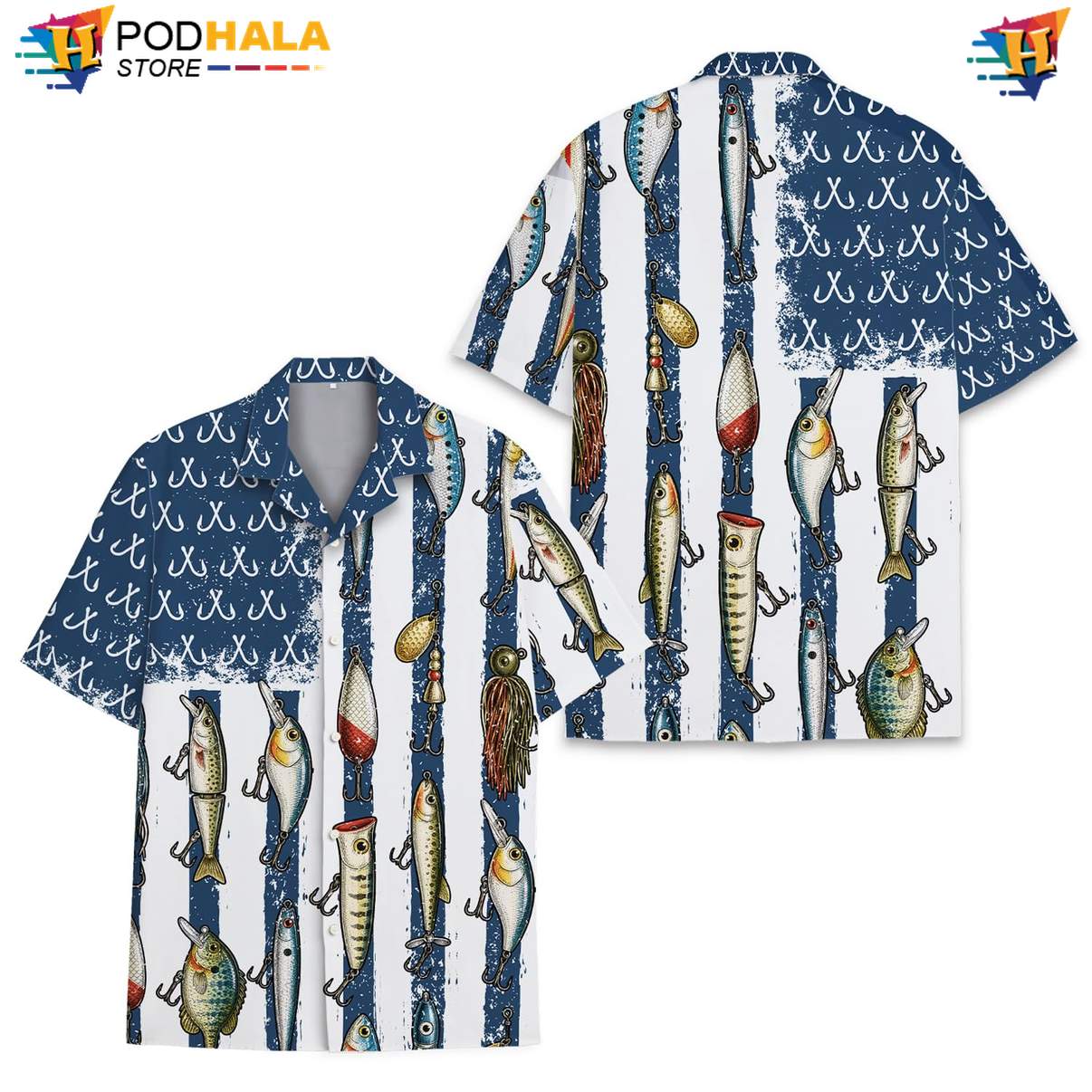 USA Flag Fishing Lures Tropical Shirt Mens Patriotic Fourth Of July Gear USA Flag Fishing Lures Tropical Shirt Mens Patriotic Fourth Of July Gear