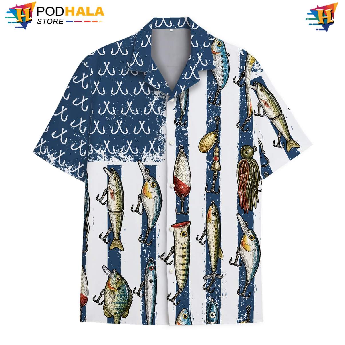 USA Flag Fishing Lures Short-sleeve button-up shirt Mens Patriotic Fourth Of July Gear USA Flag Fishing Lures Short-sleeve button-up shirt Mens Patriotic Fourth Of July Gear