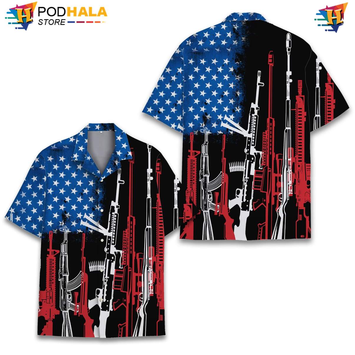 USA Flag Gun Patriotic Tropical Shirt Mens Fourth Of July Second Amendment USA Flag Gun Patriotic Tropical Shirt Mens Fourth Of July Second Amendment