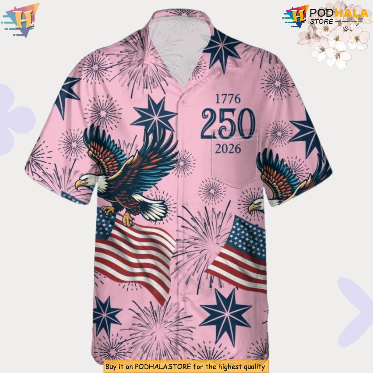 USA Patriotic American Eagle Hawaiian Shirt 2026 250th Anniversary Fan Apparel