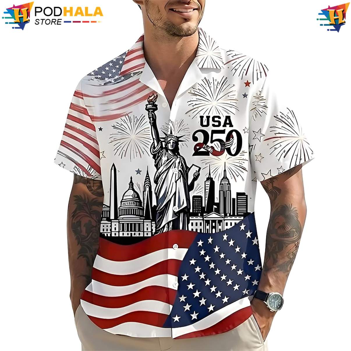 USA Patriotic Eagle Tropical Shirt 250th Anniversary Statue Liberty Freedom USA Patriotic Eagle Tropical Shirt 250th Anniversary Statue Liberty Freedom
