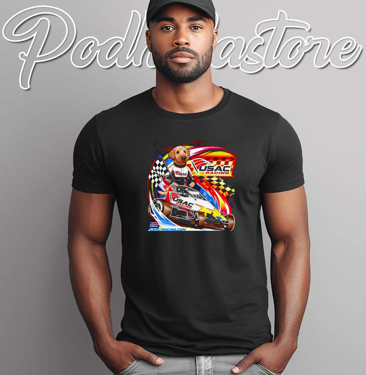 USAC Sprint Paws Graphic Shirt Funny Motorsport Racing Fan Design For Mens