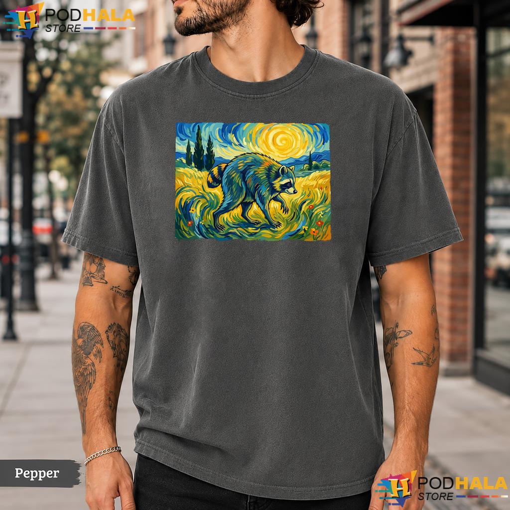 Van Gogh Jimothy Comfort Colors T-Shirt Raccoon Animal Graphic Apparel