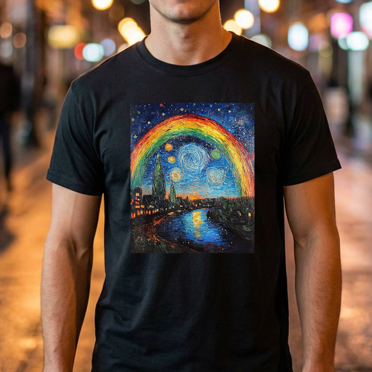 Van Gogh Style Starry Night LGBT Tee Rainbow Pride Month Graphic Men Van Gogh Style Starry Night LGBT Tee Rainbow Pride Month Graphic Men