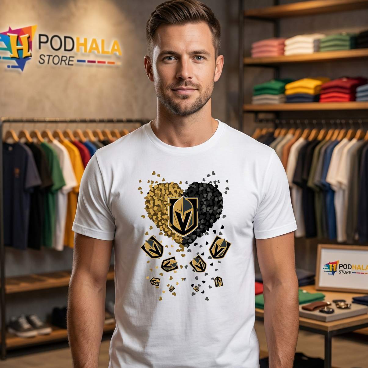 Vegas Golden Knights Heart Fan Shirt 2026 NHL Hockey Sports Graphic Mens