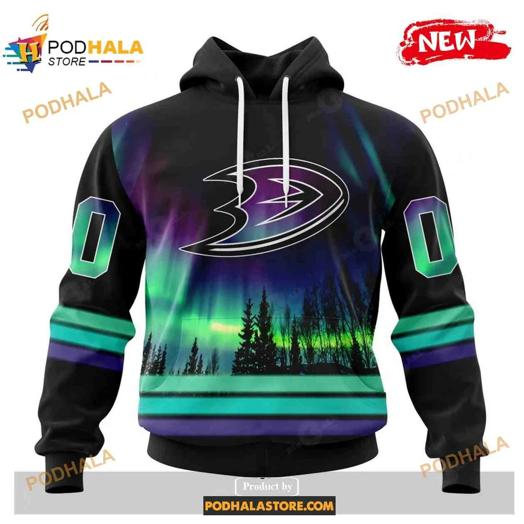 Vibrant Anaheim Ducks Northern Lights 3d Hoodie With Striking Design