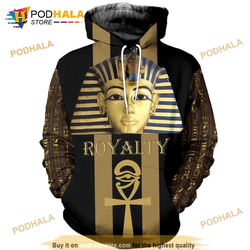 Vibrant Ancient Egyptian Pharaoh 3d Hoodie With Royalty Design