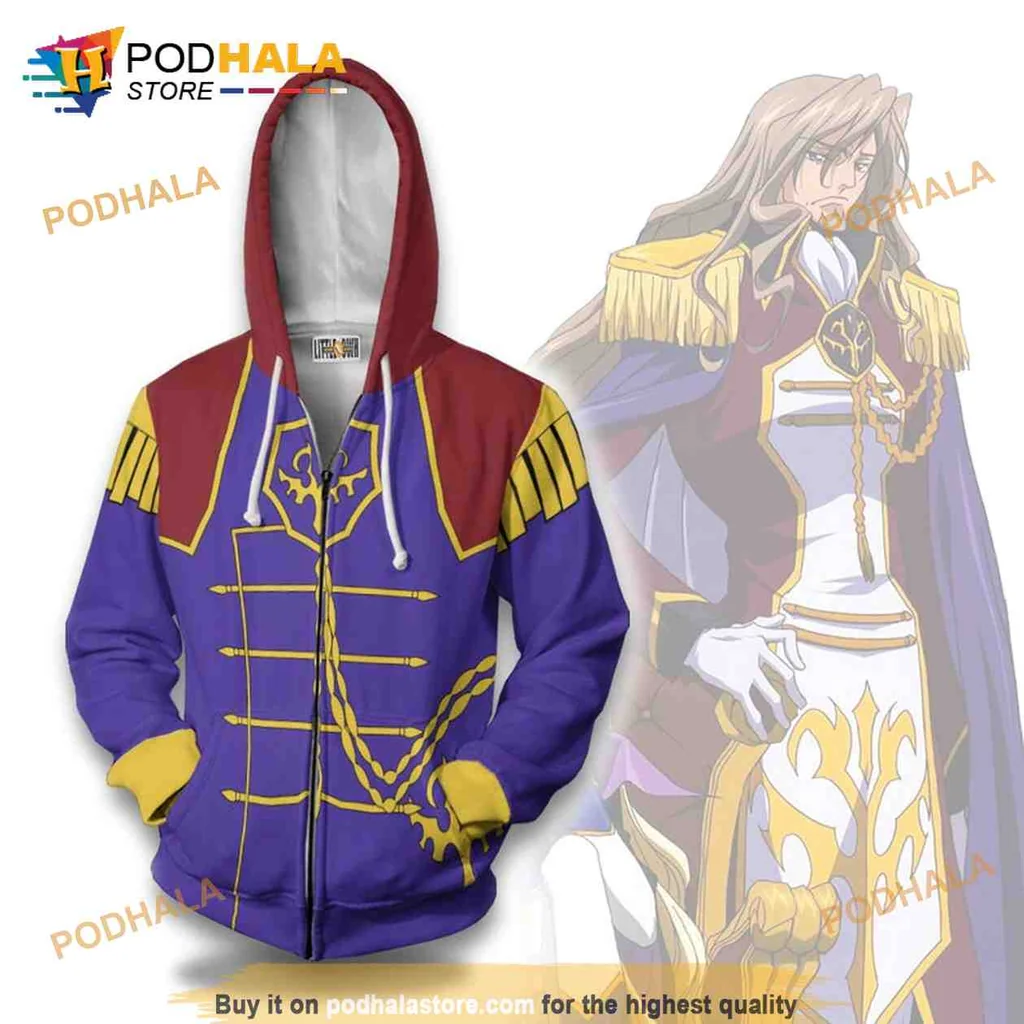 Vibrant Anime Royal Character 3d Hoodie With Gold Accents And Bold Colors