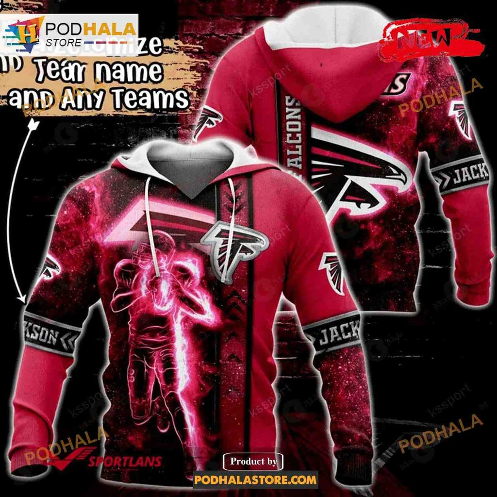Vibrant Atlanta Falcons 3d Hoodie Featuring Player Design And Team Colors