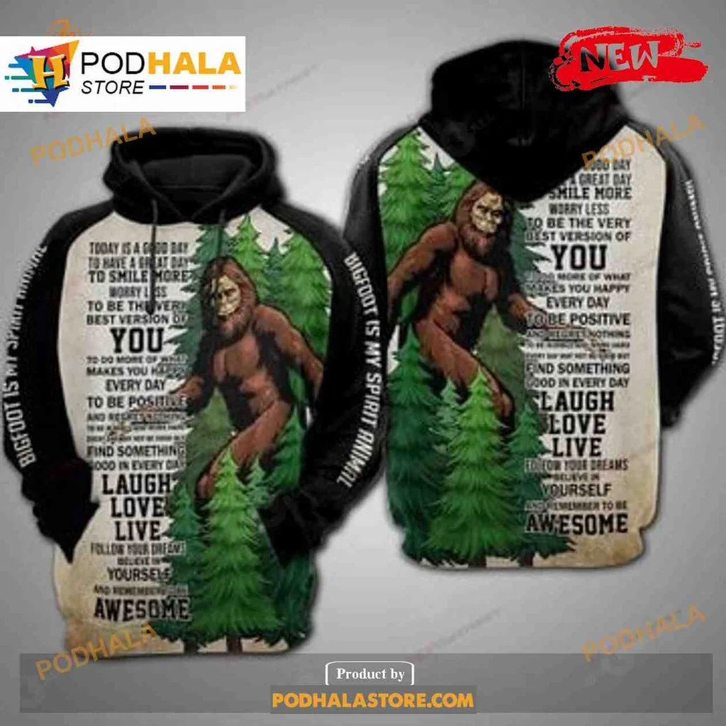 Vibrant Bigfoot Forest 3d Hoodie With Positive Message And Nature Design