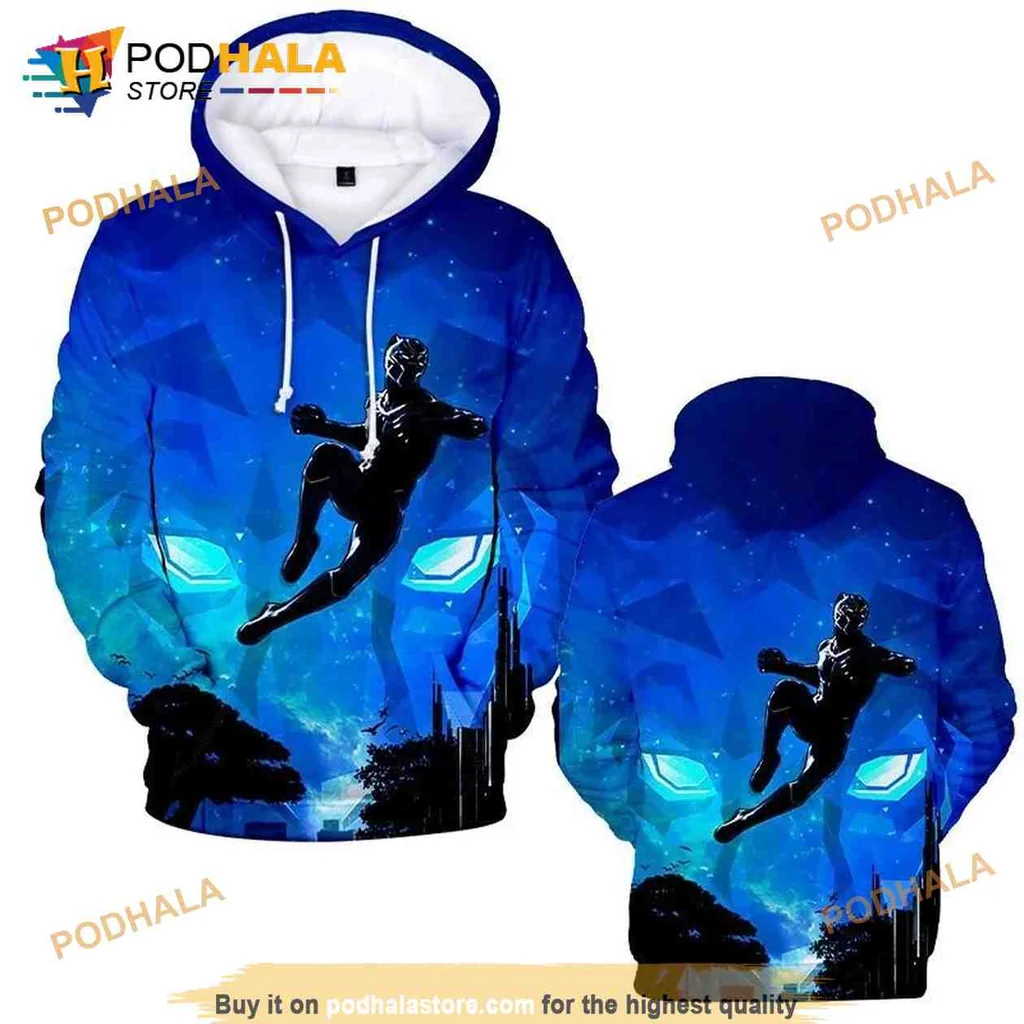 Vibrant Black Panther 3d Hoodie Featuring Dynamic Action Design