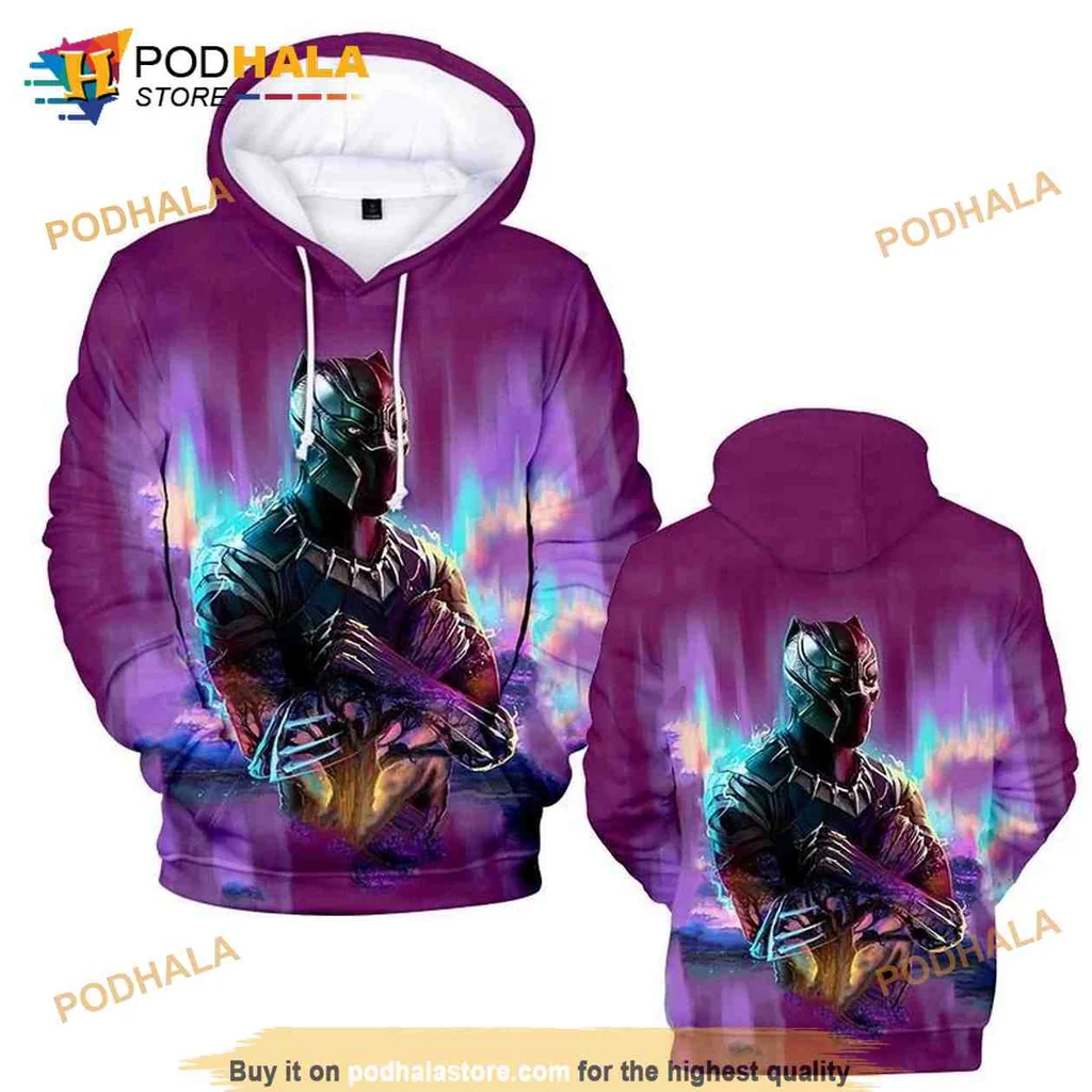 Vibrant Black Panther 3d Hoodie Featuring Dynamic Superhero Design