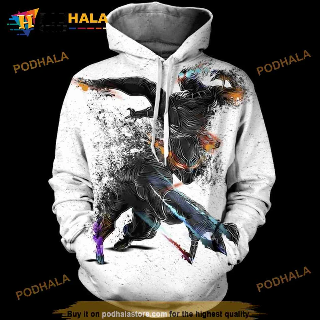 Vibrant Black Panther 3d Hoodie Featuring Energetic Superhero Design