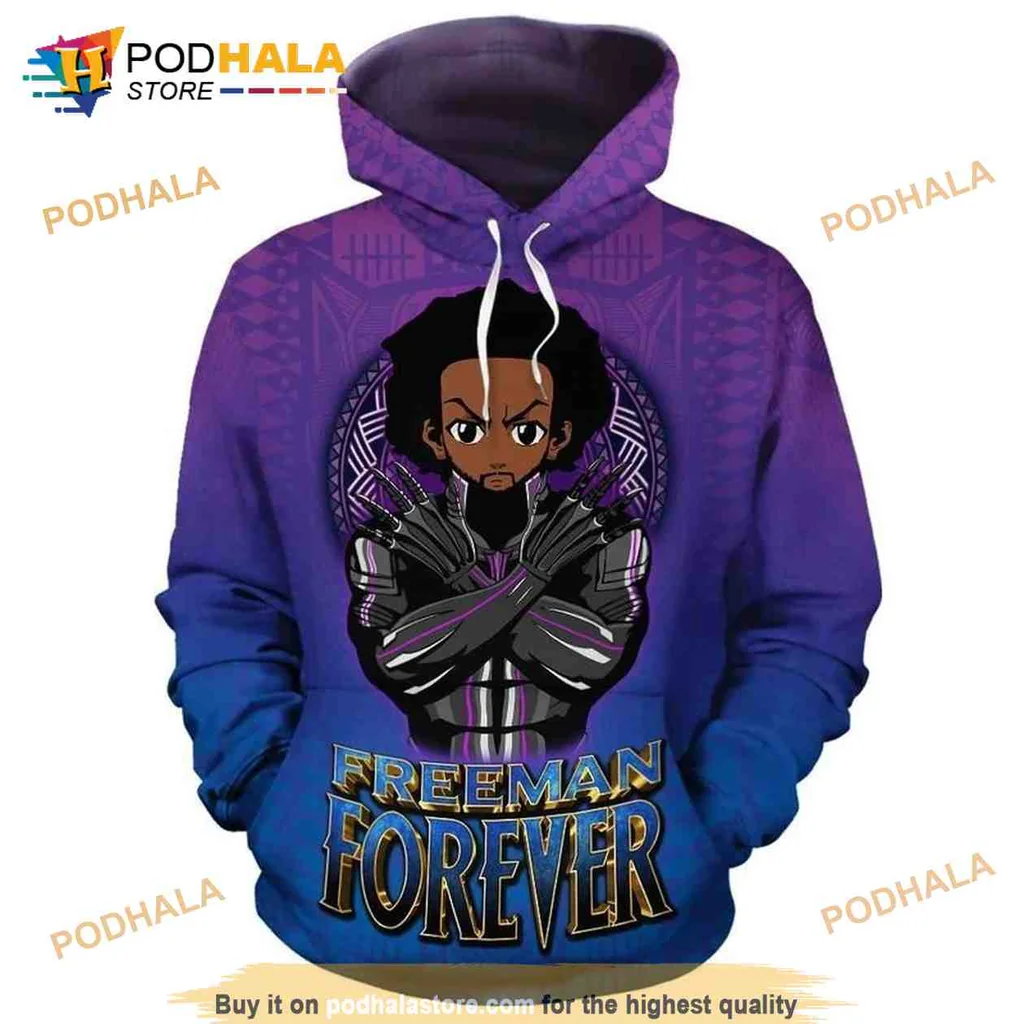 Vibrant Black Superhero 3d Hoodie Featuring Freeman Forever Graphic