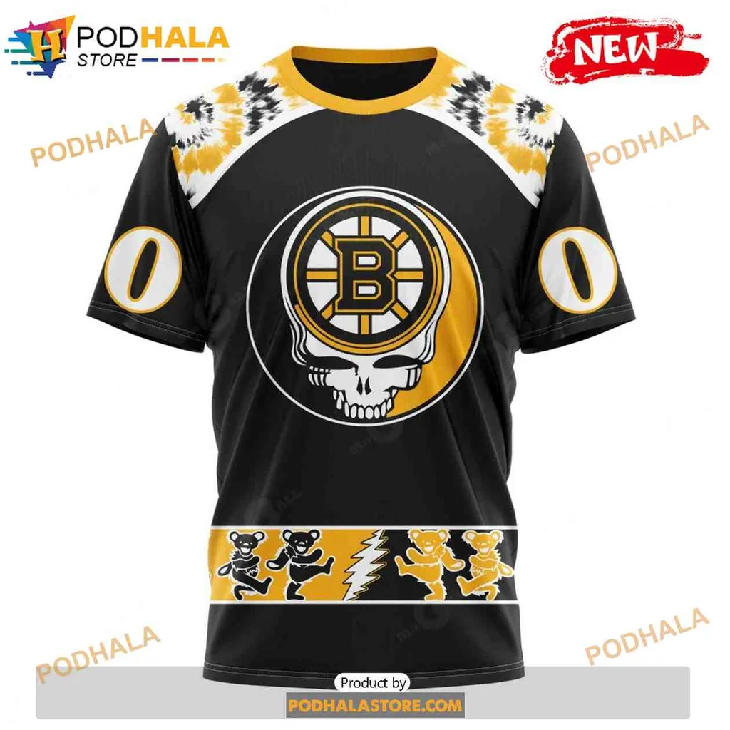 Vibrant Boston Bruins Grateful Dead AOP Hoodie Featuring Colorful Skull Design Vibrant Boston Bruins Grateful Dead AOP Hoodie Featuring Colorful Skull Design