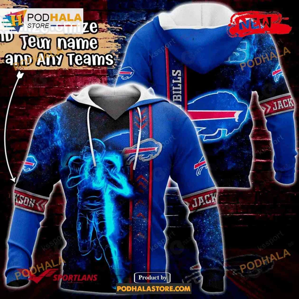 Vibrant Buffalo Bills Football Player 3d Hoodie With Bold Team Colors