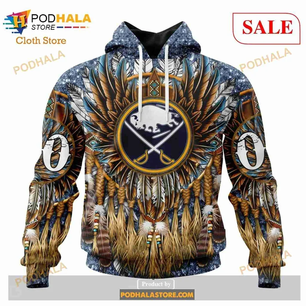 Vibrant Buffalo Sabres Hoodie With Intricate Tribal Design